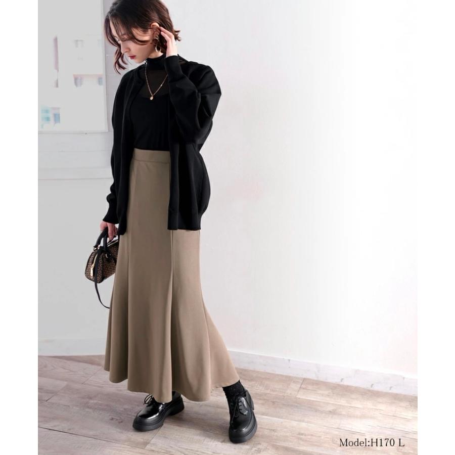 レディース ボトムス カット ツイル きれいめ マーメイド スカート ロング 丈 後ろゴム 楽ちん ストレッチ素材 ポケット付 ブラック ブラウン XL L M | classicalelf | 11