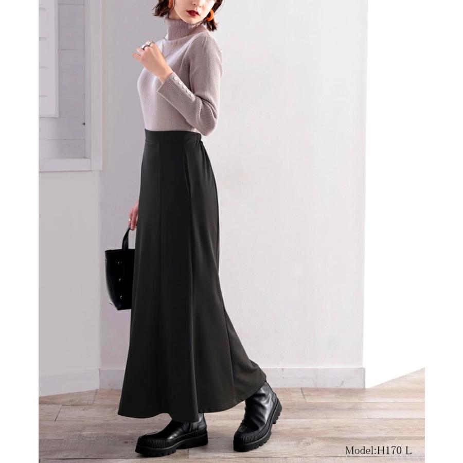 レディース ボトムス カット ツイル きれいめ マーメイド スカート ロング 丈 後ろゴム 楽ちん ストレッチ素材 ポケット付 ブラック ブラウン XL L M | classicalelf | 02