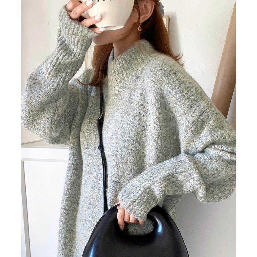 ワンピース レディース ふんわり ウール混 ミックス糸 ミドル丈 シンプル ニット ワンピ ゆったり 体型カバー 暖か Iライン 着回し おでかけ | classicalelf | 09