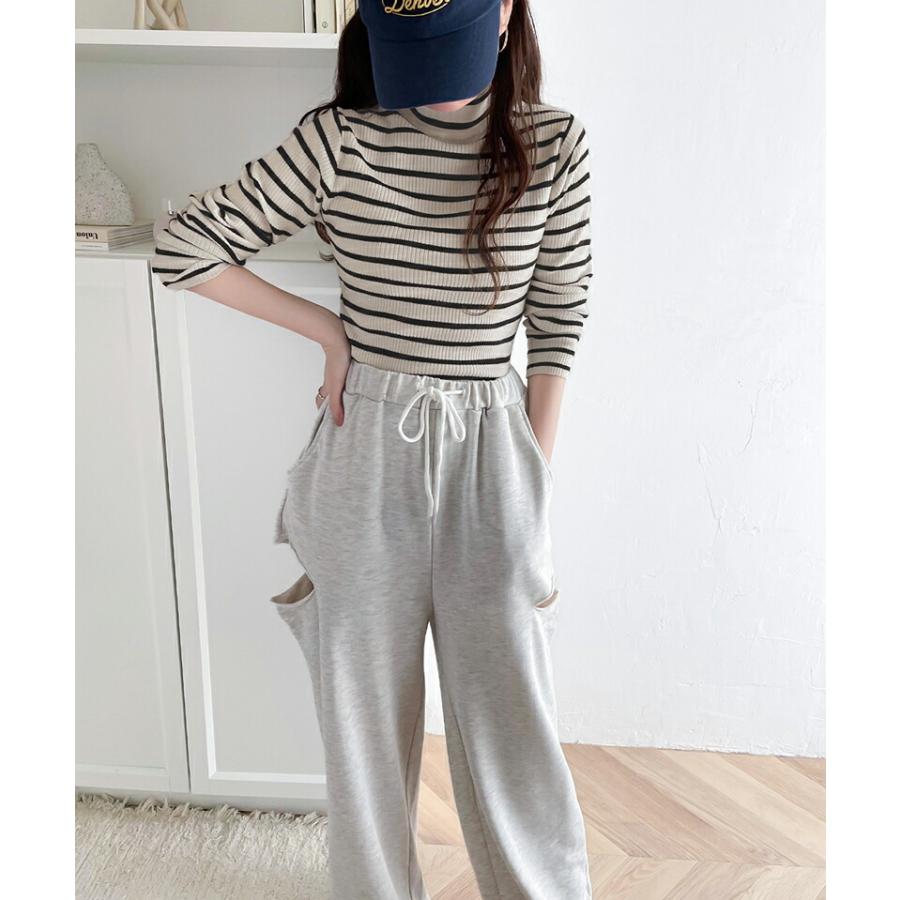 トップス ニット レディース 袖 W 配色 ハイネック リブニット シンプル 万能 インナー レイヤードコーデ 着回し もっちり 肌触り ロングシーズン | classicalelf | 07