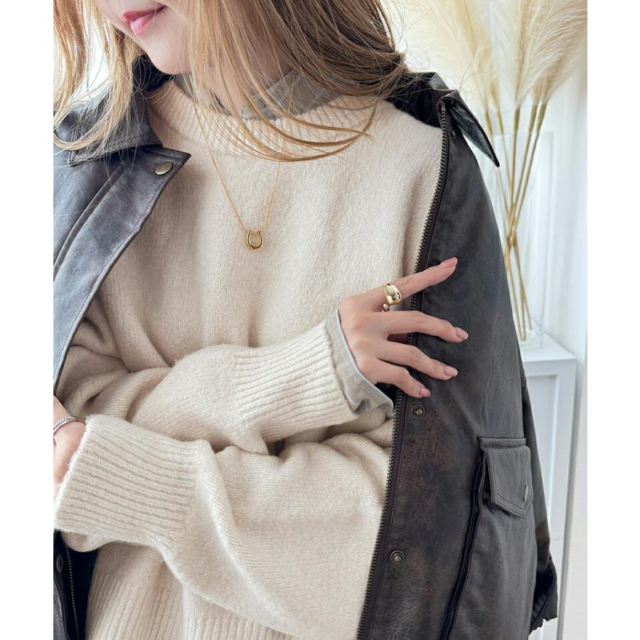 トップス ニット レディース ふわもち コクーン シルエット クルーネック ミックスニット オーバーサイズ クロップド丈 デイリー 着回し | classicalelf | 04