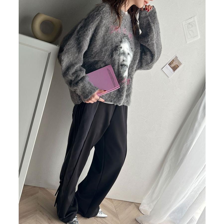 トップス ニット レディース メンズ プルオーバー シャギー 人物モチーフ 起毛 ふんわり素材 オーバーサイズ ゆったり ボックスシルエット | classicalelf | 10