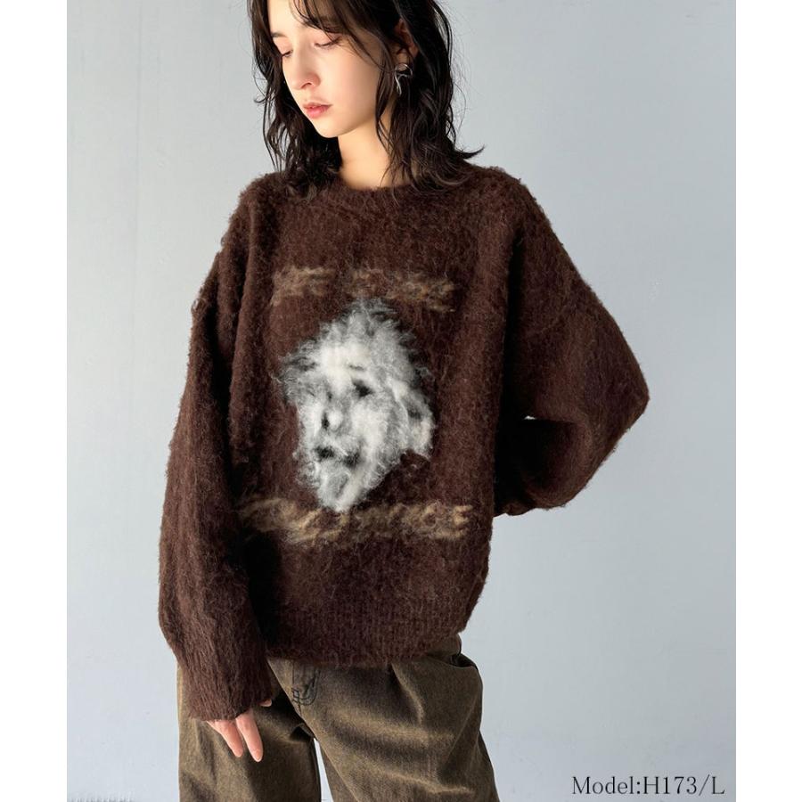 トップス ニット レディース メンズ プルオーバー シャギー 人物モチーフ 起毛 ふんわり素材 オーバーサイズ ゆったり ボックスシルエット | classicalelf | 11