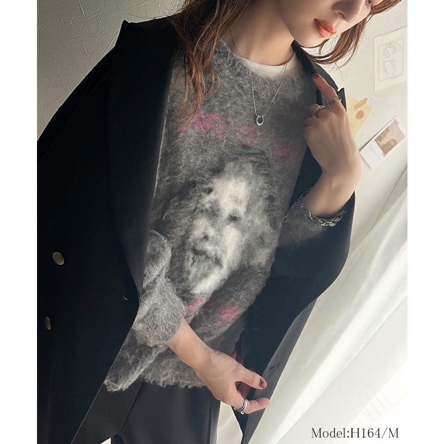 トップス ニット レディース メンズ プルオーバー シャギー 人物モチーフ 起毛 ふんわり素材 オーバーサイズ ゆったり ボックスシルエット | classicalelf | 09