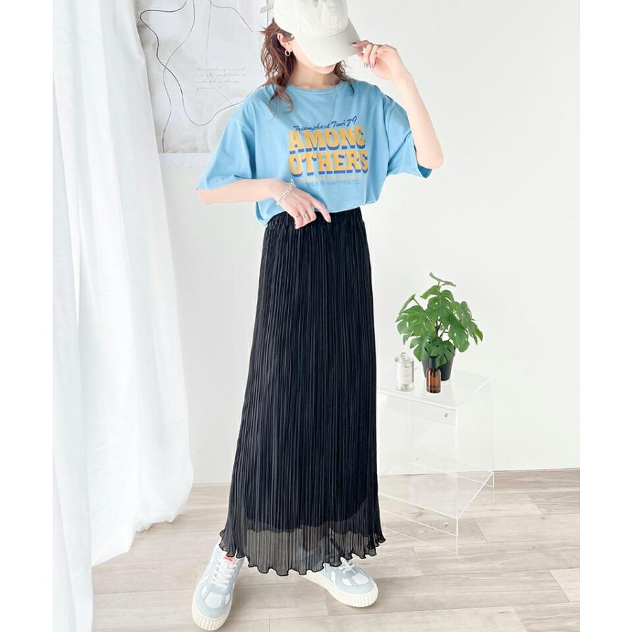 ボトムス スカート レディース ランダム プリーツ 裾 メロウ シャイニー 梨地 シアー ランダム プリーツスカート 裏地付き 光沢感 高見え | classicalelf | 03