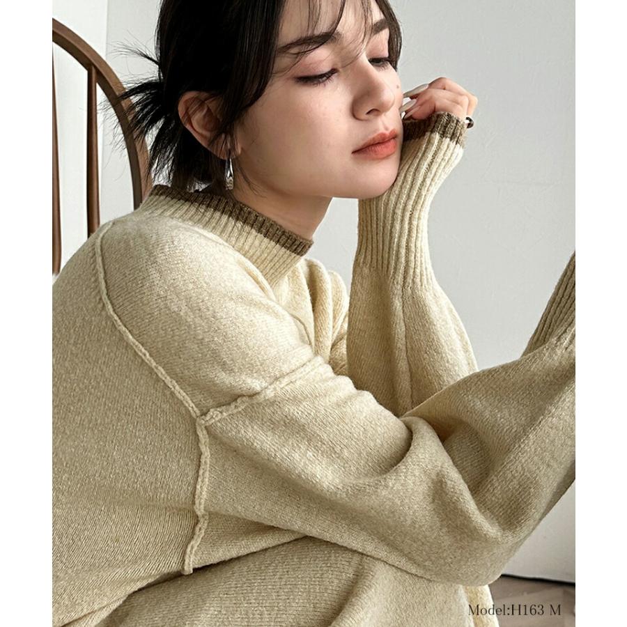 ワンピース レディース ふわもち ミックス カラー 配色 ブークレー ニットワンピ ゆるっと オーバーサイズ レイヤードコーデ ロング 丈 暖か | classicalelf | 02