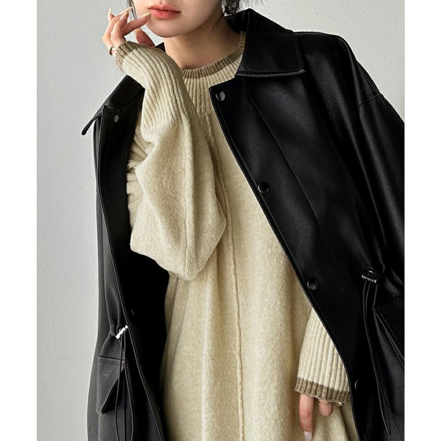 ワンピース レディース ふわもち ミックス カラー 配色 ブークレー ニットワンピ ゆるっと オーバーサイズ レイヤードコーデ ロング 丈 暖か | classicalelf | 06