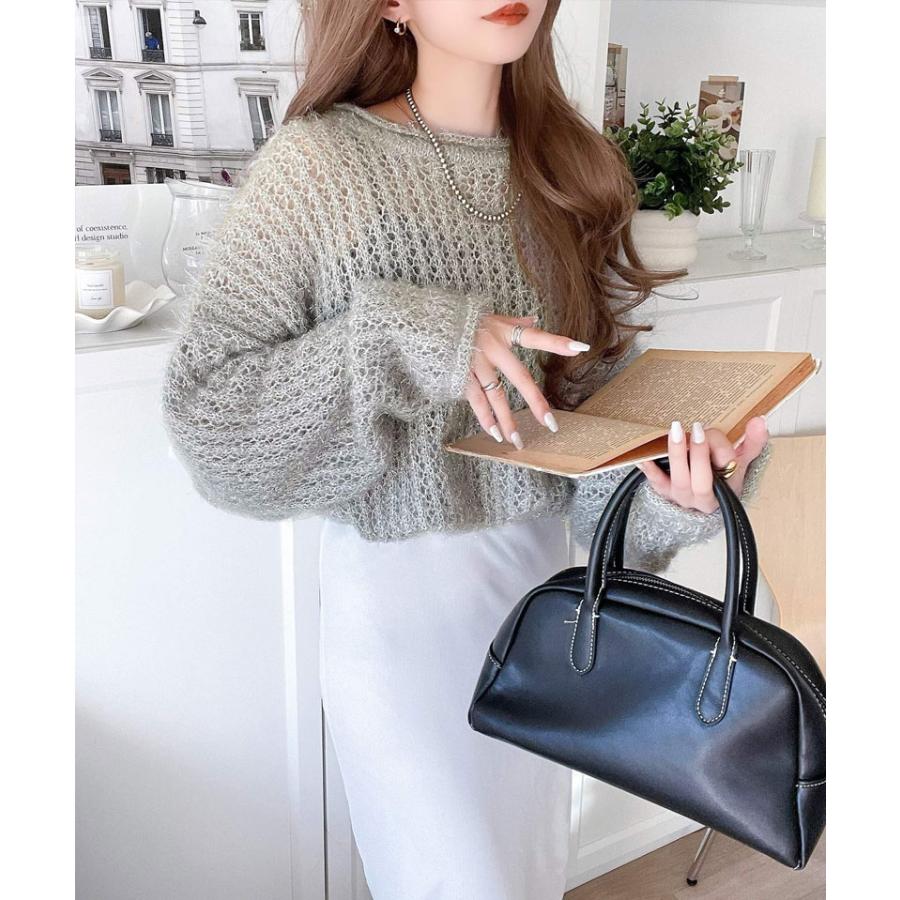 トップス ニット レディース メッシュニット シャイニー ラメ ざっくり プルオーバー オーバーサイズ ボリュームスリーブ ルーズシルエット | classicalelf | 11