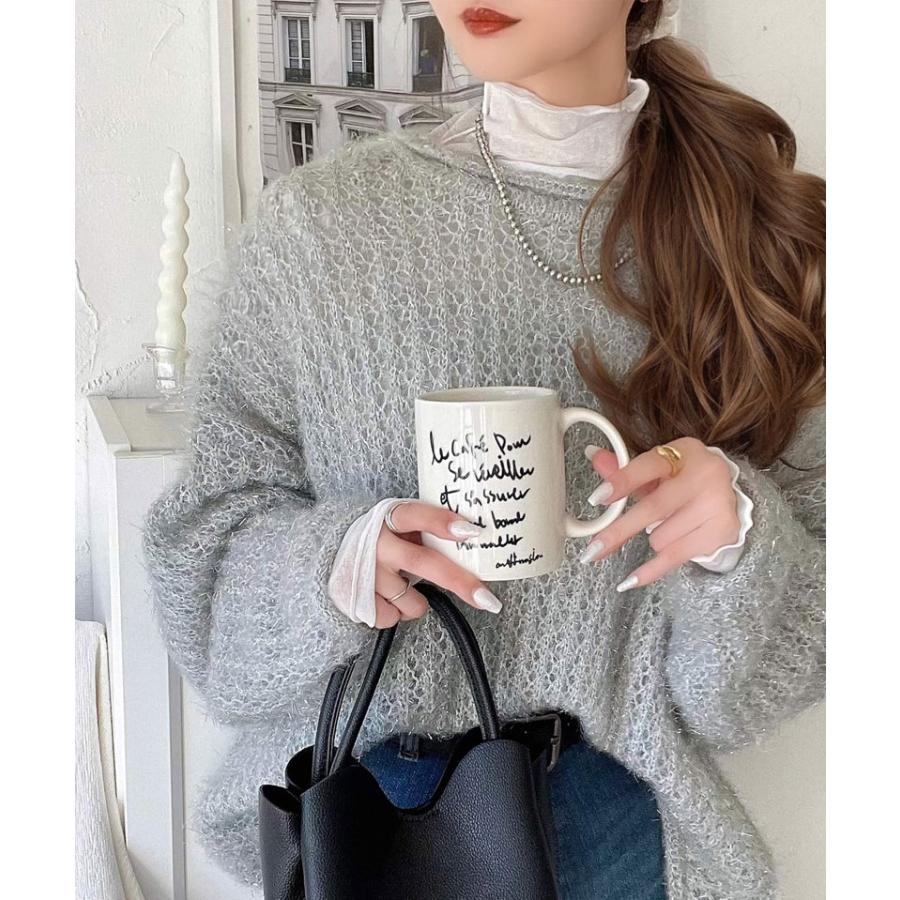 トップス ニット レディース メッシュニット シャイニー ラメ ざっくり プルオーバー オーバーサイズ ボリュームスリーブ ルーズシルエット | classicalelf | 12