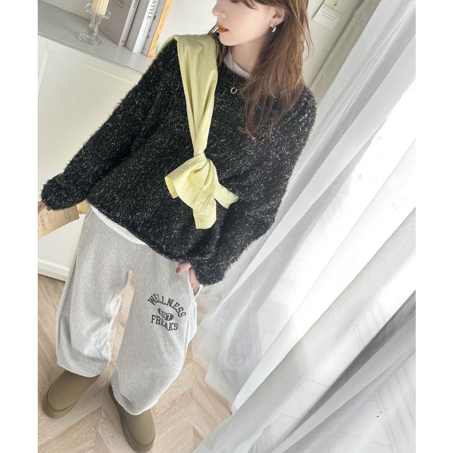 トップス ニット レディース メッシュニット シャイニー ラメ ざっくり プルオーバー オーバーサイズ ボリュームスリーブ ルーズシルエット | classicalelf | 08