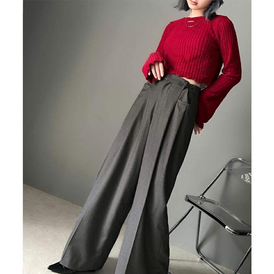 ボトムス パンツ レディース 両サイド ウエスト 調節 ホック 付き 美脚 タック 2way ワイドパンツ ベルトルーブ 付き きれいめ ドレープ ゆるっと | classicalelf | 11