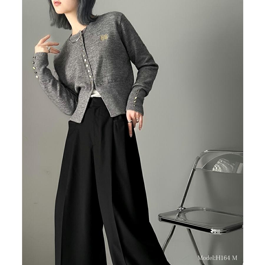 ボトムス パンツ レディース 両サイド ウエスト 調節 ホック 付き 美脚 タック 2way ワイドパンツ ベルトルーブ 付き きれいめ ドレープ ゆるっと | classicalelf | 02