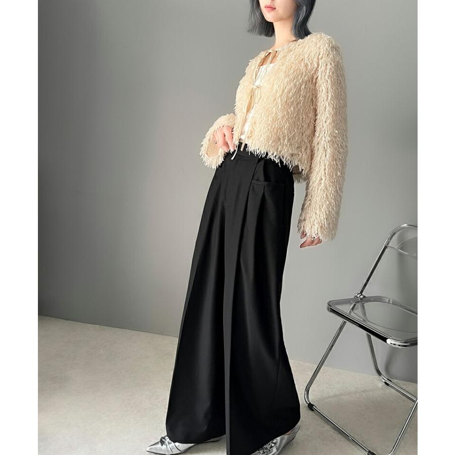 ボトムス パンツ レディース 両サイド ウエスト 調節 ホック 付き 美脚 タック 2way ワイドパンツ ベルトルーブ 付き きれいめ ドレープ ゆるっと | classicalelf | 04