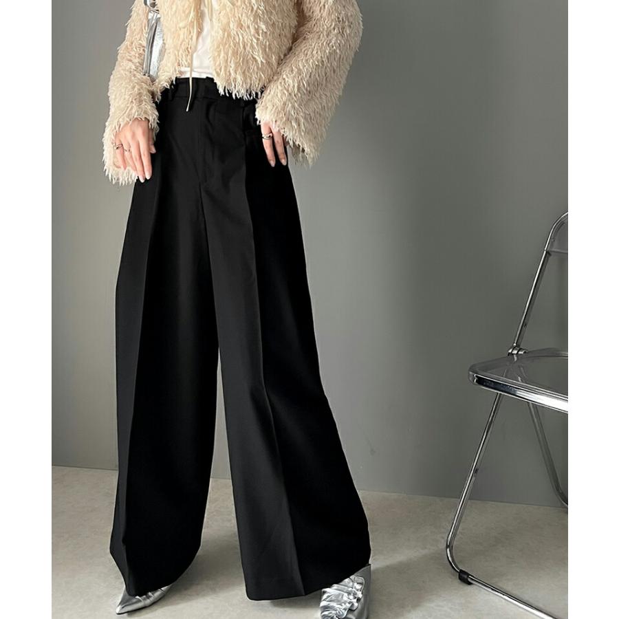 ボトムス パンツ レディース 両サイド ウエスト 調節 ホック 付き 美脚 タック 2way ワイドパンツ ベルトルーブ 付き きれいめ ドレープ ゆるっと | classicalelf | 05