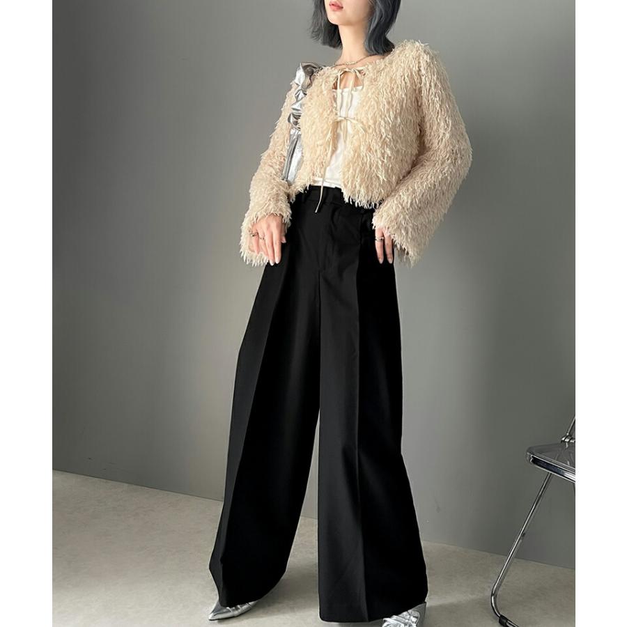 ボトムス パンツ レディース 両サイド ウエスト 調節 ホック 付き 美脚 タック 2way ワイドパンツ ベルトルーブ 付き きれいめ ドレープ ゆるっと | classicalelf | 06