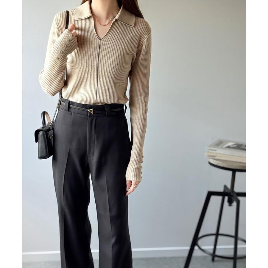 【 クラシカルエルフ classical elf 】 トップス ニット レディース 長袖 万能トップス インナー 衿付き リブニット きちんと感 Vネック 縦ライン | classicalelf | 12