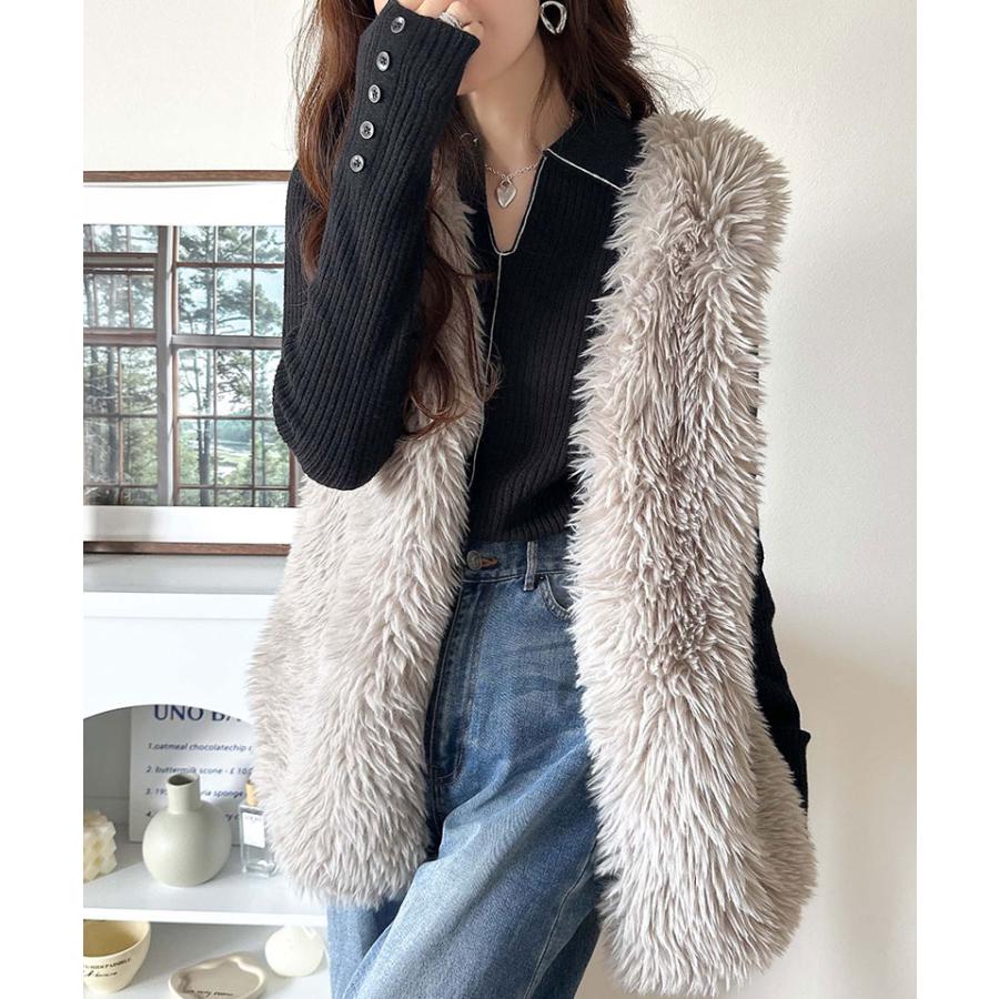 【 クラシカルエルフ classical elf 】 トップス ニット レディース 長袖 万能トップス インナー 衿付き リブニット きちんと感 Vネック 縦ライン | classicalelf | 06