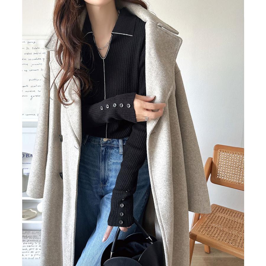 【 クラシカルエルフ classical elf 】 トップス ニット レディース 長袖 万能トップス インナー 衿付き リブニット きちんと感 Vネック 縦ライン | classicalelf | 07