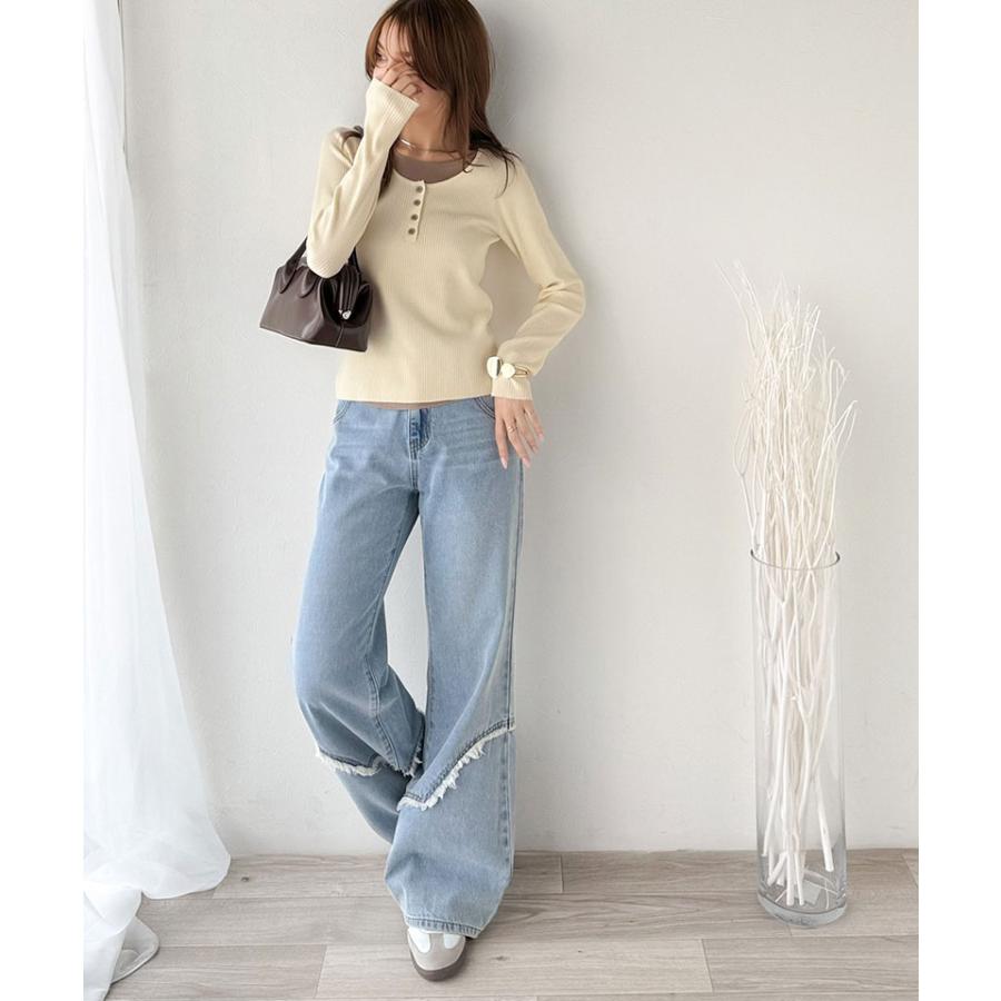 【 クラシカルエルフ classical elf 】トップス ニット レディース 長袖 ヘンリーネック フェイクレイヤード カジュアル 重ね着風 シンプル 存在感 | classicalelf | 07