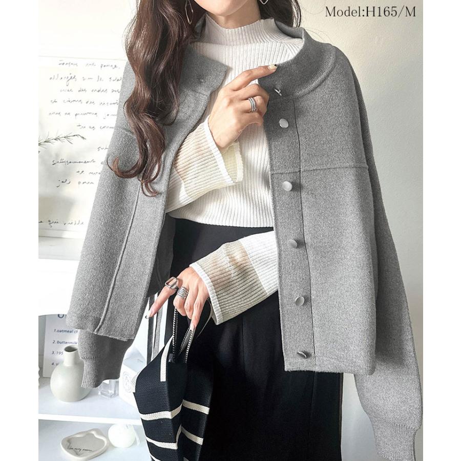 【 クラシカルエルフ classical elf 】 アウター ブルゾン レディース ジャケット ニット 比翼 上品 シンプル ストレスフリー 軽やか ニット素材 柔らかい | classicalelf | 06