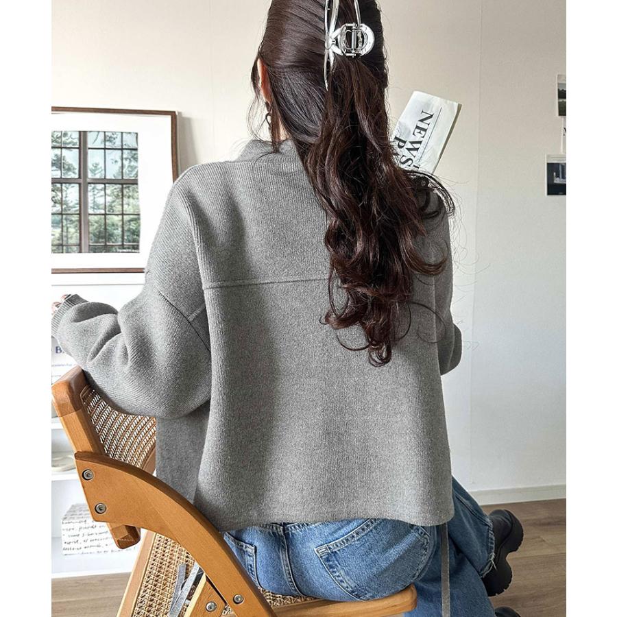 【 クラシカルエルフ classical elf 】 アウター ブルゾン レディース ジャケット ニット 比翼 上品 シンプル ストレスフリー 軽やか ニット素材 柔らかい | classicalelf | 07