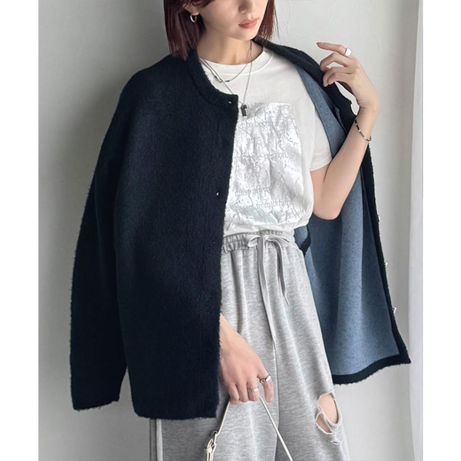 【 クラシカルエルフ classical elf 】カーディガン レディース 秋冬 大きいサイズ トップス ダブルフェイス ノーカラー フェザーカーデ 羽織り | classicalelf | 14