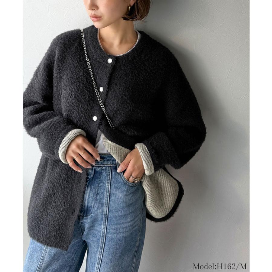 【 クラシカルエルフ classical elf 】カーディガン レディース 秋冬 大きいサイズ トップス ダブルフェイス ノーカラー フェザーカーデ 羽織り | classicalelf | 02