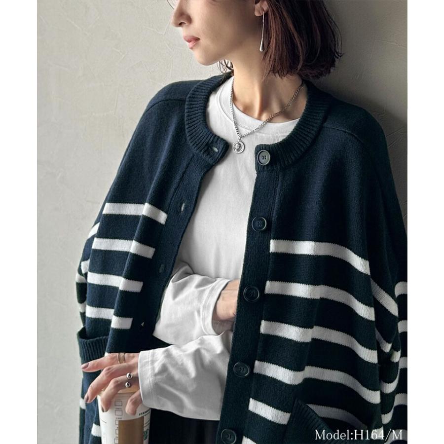 【 クラシカルエルフ classical elf 】 トップス カーディガン レディース 絶妙なすっきりシルエット 華奢感 エポレット スリーブ ボーダー 羽織り | classicalelf | 14