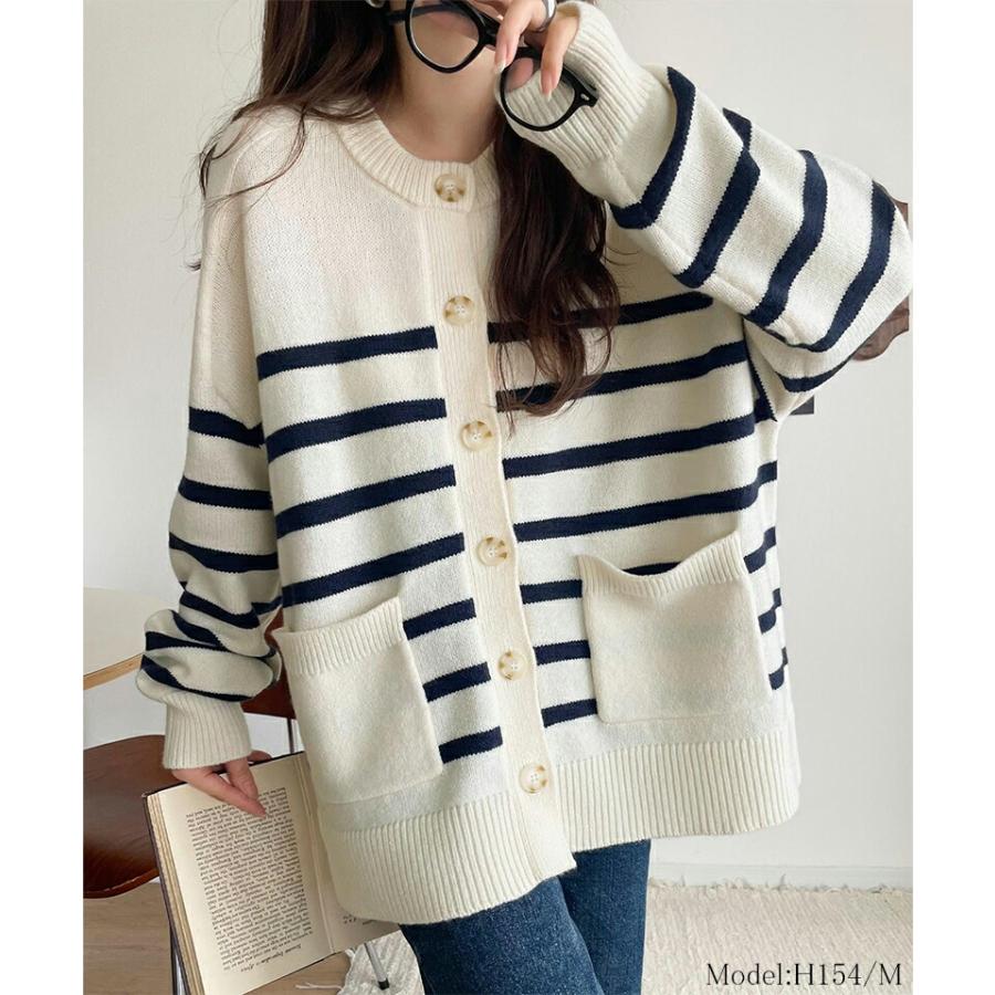 【 クラシカルエルフ classical elf 】 トップス カーディガン レディース 絶妙なすっきりシルエット 華奢感 エポレット スリーブ ボーダー 羽織り | classicalelf | 02