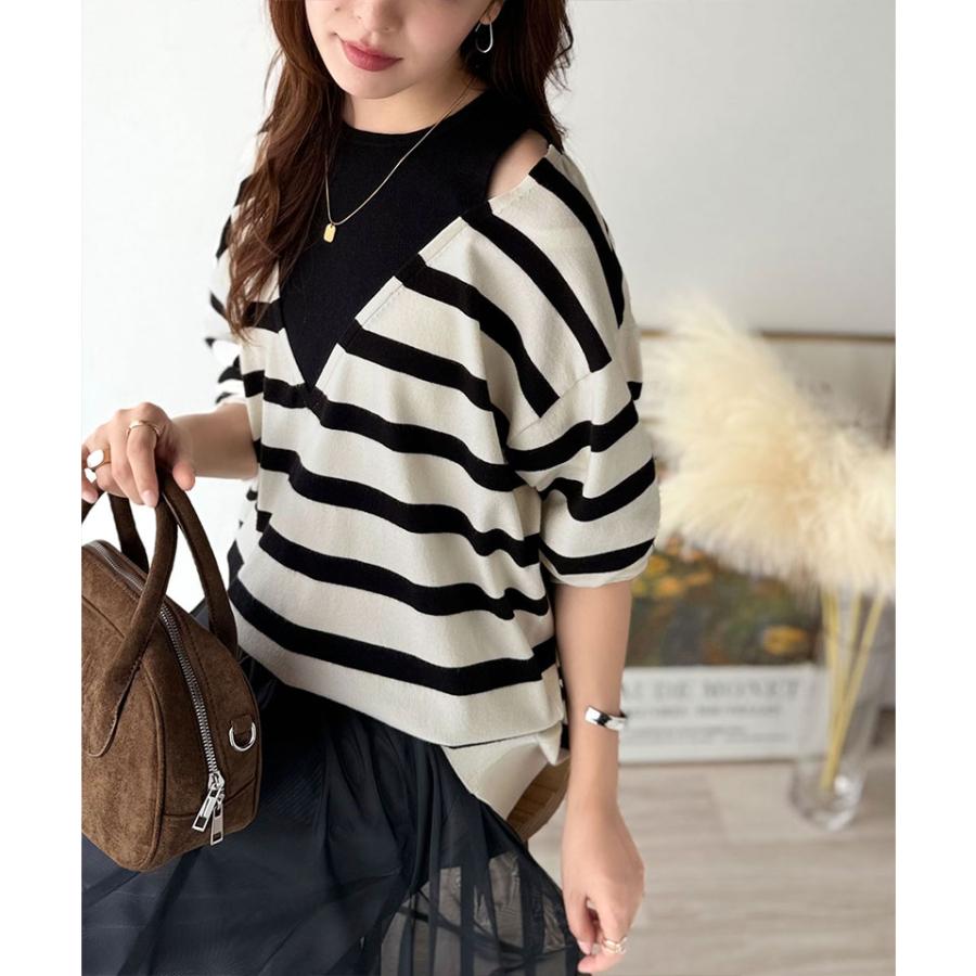 【 クラシカルエルフ classical elf 】 トップス ニット レディース レイヤード 風 長袖 着回し レイヤードコーデ ヘルシーな肌見せ | classicalelf | 10