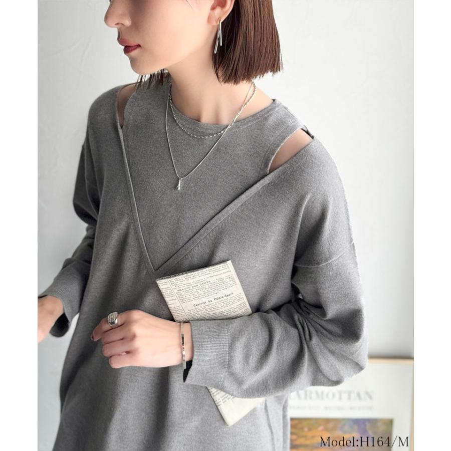 【 クラシカルエルフ classical elf 】 トップス ニット レディース レイヤード 風 長袖 着回し レイヤードコーデ ヘルシーな肌見せ | classicalelf | 11