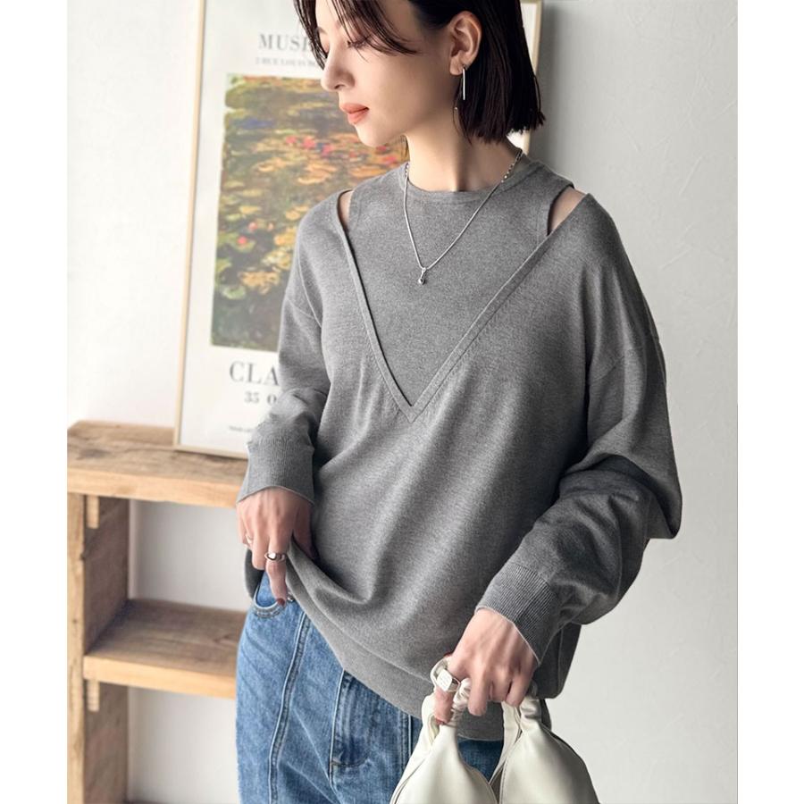 【 クラシカルエルフ classical elf 】 トップス ニット レディース レイヤード 風 長袖 着回し レイヤードコーデ ヘルシーな肌見せ | classicalelf | 13