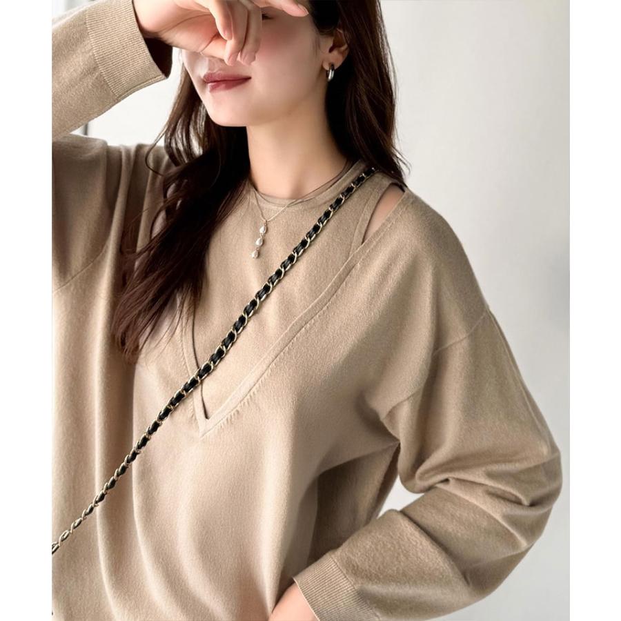 【 クラシカルエルフ classical elf 】 トップス ニット レディース レイヤード 風 長袖 着回し レイヤードコーデ ヘルシーな肌見せ | classicalelf | 15