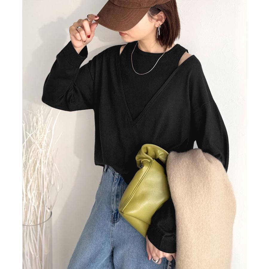 【 クラシカルエルフ classical elf 】 トップス ニット レディース レイヤード 風 長袖 着回し レイヤードコーデ ヘルシーな肌見せ | classicalelf | 07