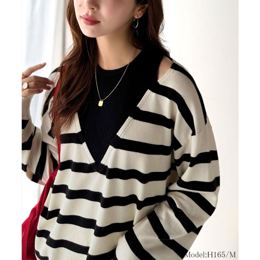 【 クラシカルエルフ classical elf 】 トップス ニット レディース レイヤード 風 長袖 着回し レイヤードコーデ ヘルシーな肌見せ | classicalelf | 08