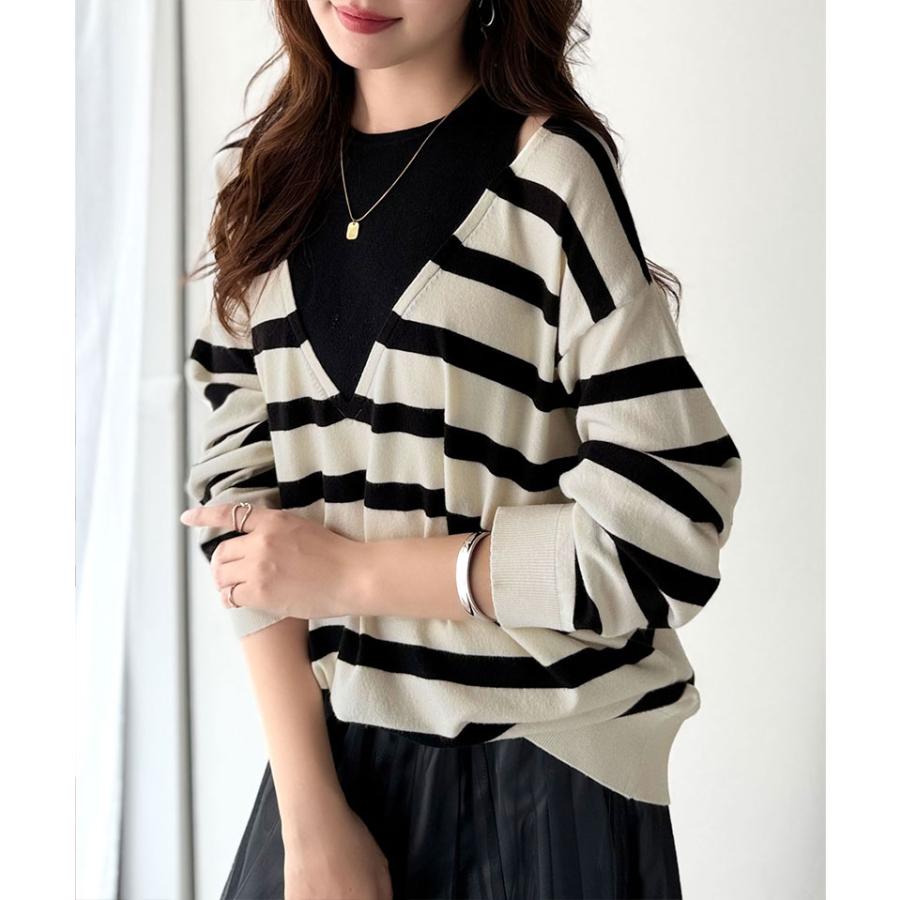 【 クラシカルエルフ classical elf 】 トップス ニット レディース レイヤード 風 長袖 着回し レイヤードコーデ ヘルシーな肌見せ | classicalelf | 09