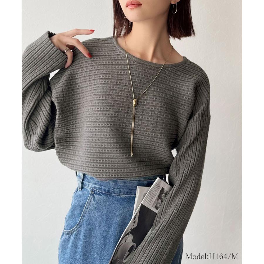 【 クラシカルエルフ classical elf 】 トップス ニット レディース クルーネック ボリューム袖 シンプル リブ編みプルオーバー 横リブ編地 | classicalelf | 13