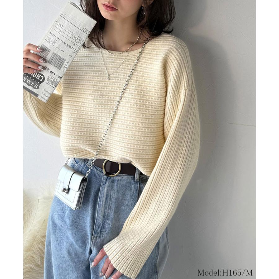 【 クラシカルエルフ classical elf 】 トップス ニット レディース クルーネック ボリューム袖 シンプル リブ編みプルオーバー 横リブ編地 | classicalelf | 06