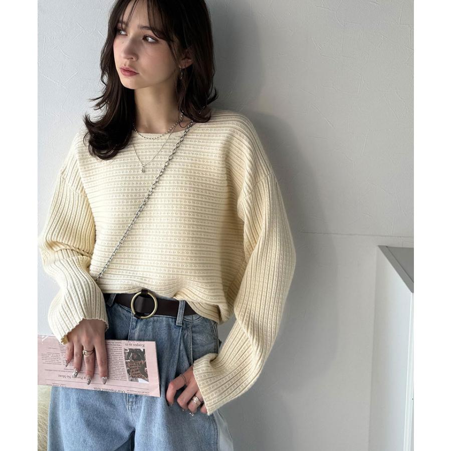 【 クラシカルエルフ classical elf 】 トップス ニット レディース クルーネック ボリューム袖 シンプル リブ編みプルオーバー 横リブ編地 | classicalelf | 08