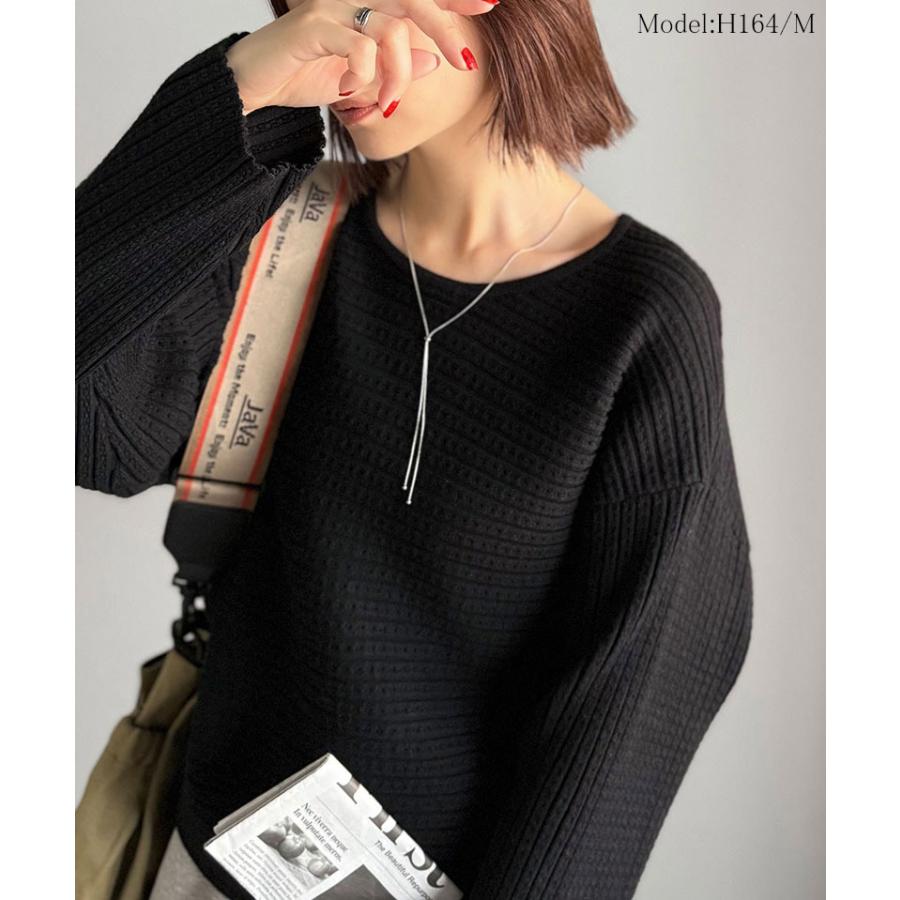 【 クラシカルエルフ classical elf 】 トップス ニット レディース クルーネック ボリューム袖 シンプル リブ編みプルオーバー 横リブ編地 | classicalelf | 09