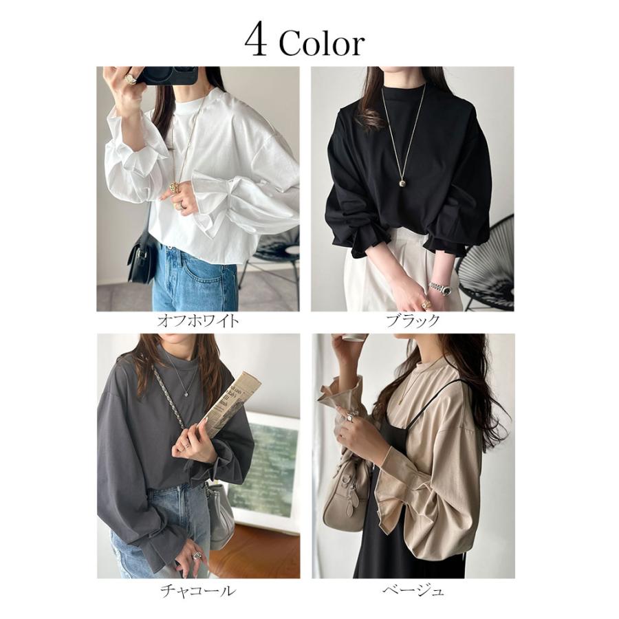 【 クラシカルエルフ classical elf 】 トップス Tシャツ レディース カットソー ロンT 長袖 ハイネック キャンディスリーブ 微光沢 上品 | classicalelf | 01