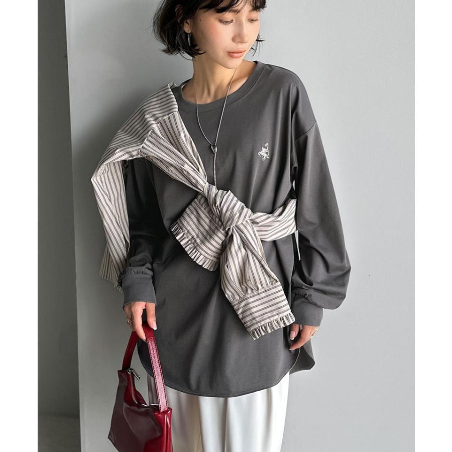 【 クラシカルエルフ classical elf 】 トップス Tシャツ レディース カットソー ロンT 長袖 胸刺繍 レイヤード バックヘンリー ゆったり | classicalelf | 12