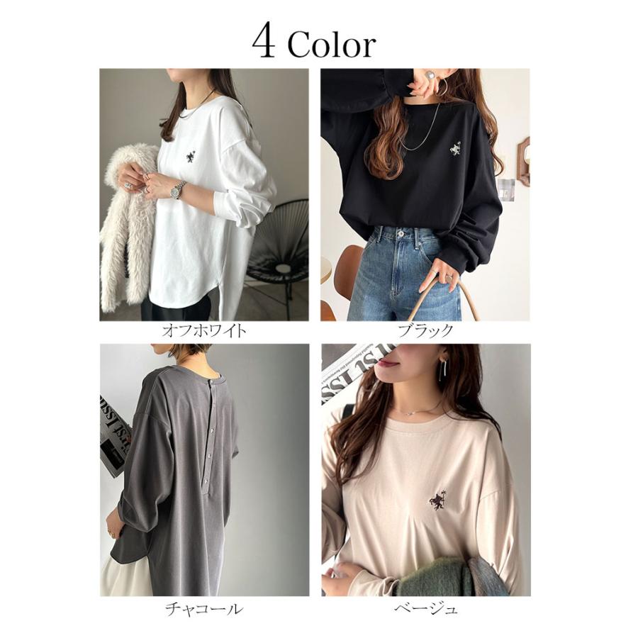 【 クラシカルエルフ classical elf 】 トップス Tシャツ レディース カットソー ロンT 長袖 胸刺繍 レイヤード バックヘンリー ゆったり | classicalelf | 01