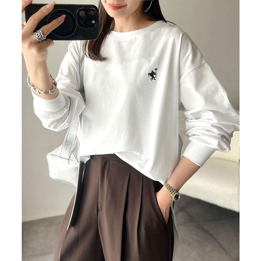 【 クラシカルエルフ classical elf 】 トップス Tシャツ レディース カットソー ロンT 長袖 胸刺繍 レイヤード バックヘンリー ゆったり | classicalelf | 04