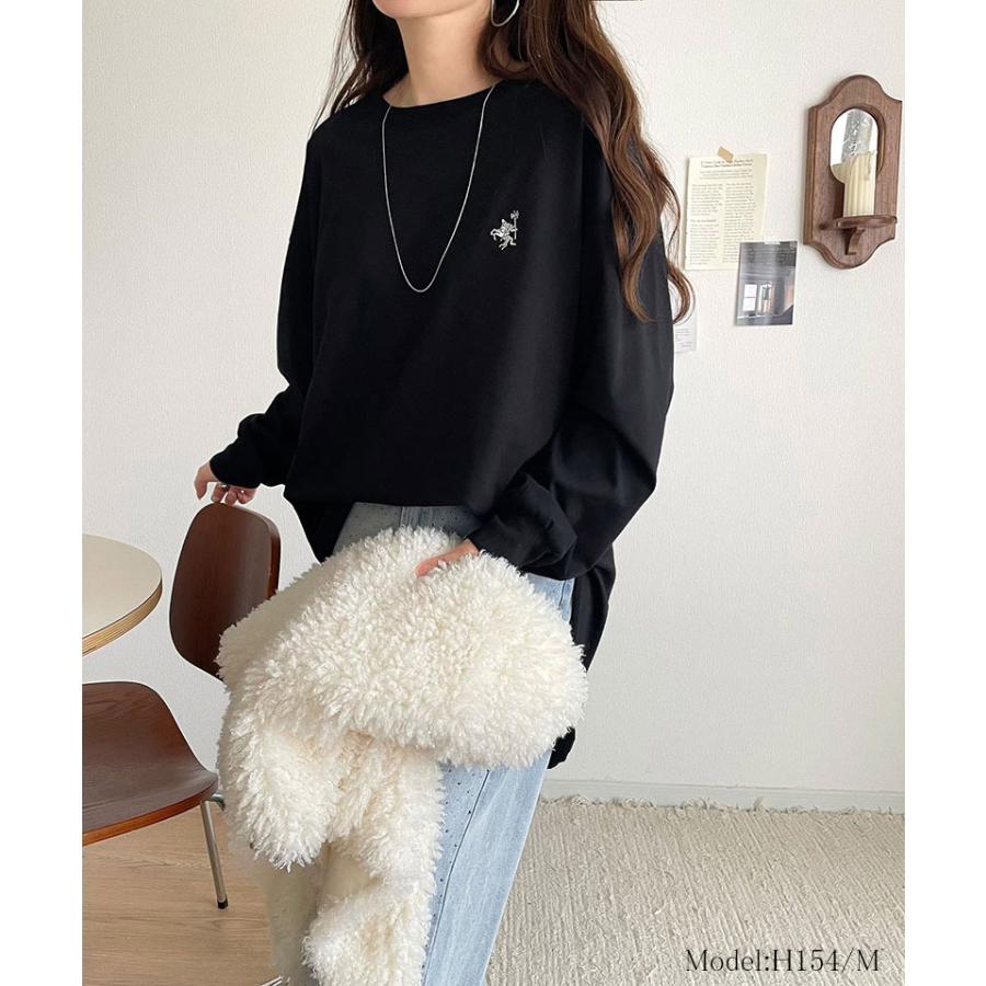 【 クラシカルエルフ classical elf 】 トップス Tシャツ レディース カットソー ロンT 長袖 胸刺繍 レイヤード バックヘンリー ゆったり | classicalelf | 06