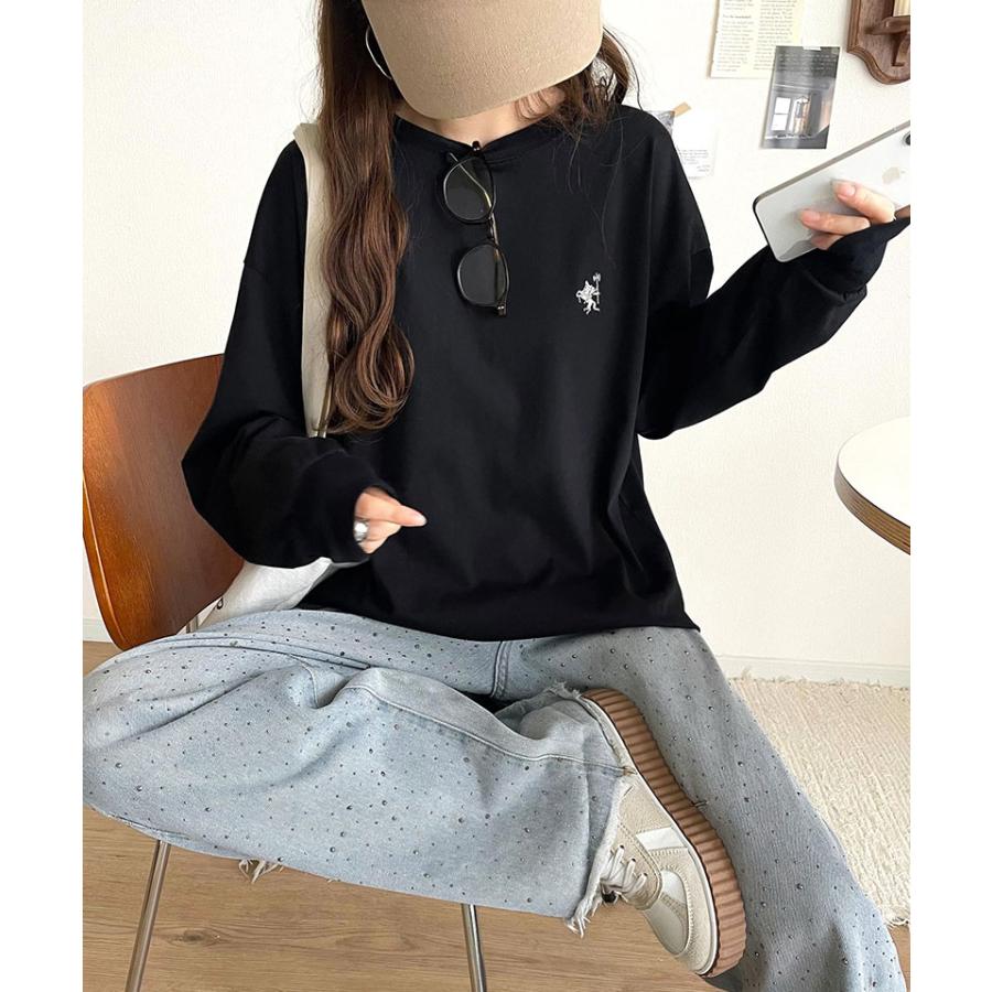 【 クラシカルエルフ classical elf 】 トップス Tシャツ レディース カットソー ロンT 長袖 胸刺繍 レイヤード バックヘンリー ゆったり | classicalelf | 08