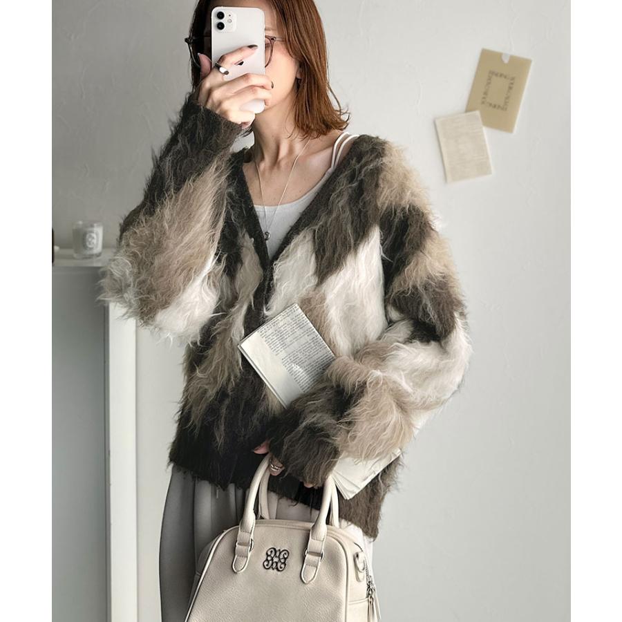 【 クラシカルエルフ classical elf 】カーディガン レディース 秋冬 大きいサイズ トップス アーガイル ニット 長起毛 羽織り オーバーシルエット | classicalelf | 10