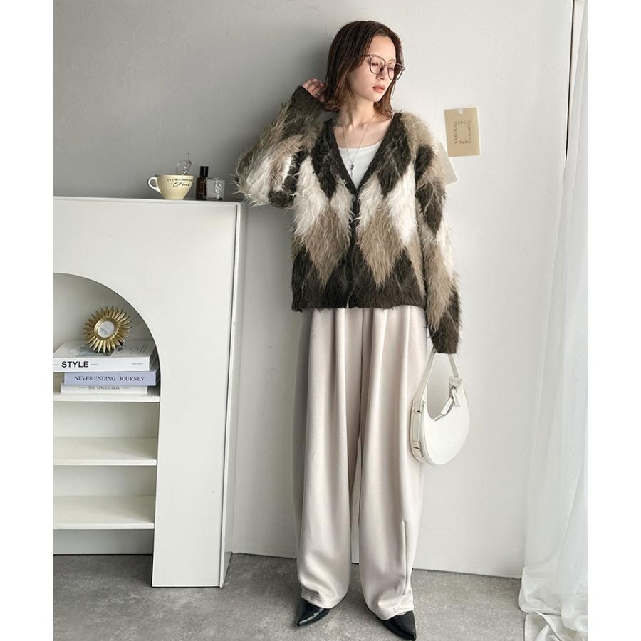 【 クラシカルエルフ classical elf 】カーディガン レディース 秋冬 大きいサイズ トップス アーガイル ニット 長起毛 羽織り オーバーシルエット | classicalelf | 11