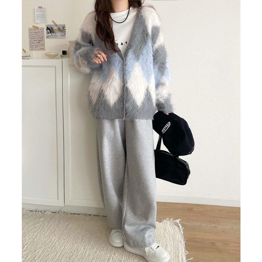 【 クラシカルエルフ classical elf 】カーディガン レディース 秋冬 大きいサイズ トップス アーガイル ニット 長起毛 羽織り オーバーシルエット | classicalelf | 03