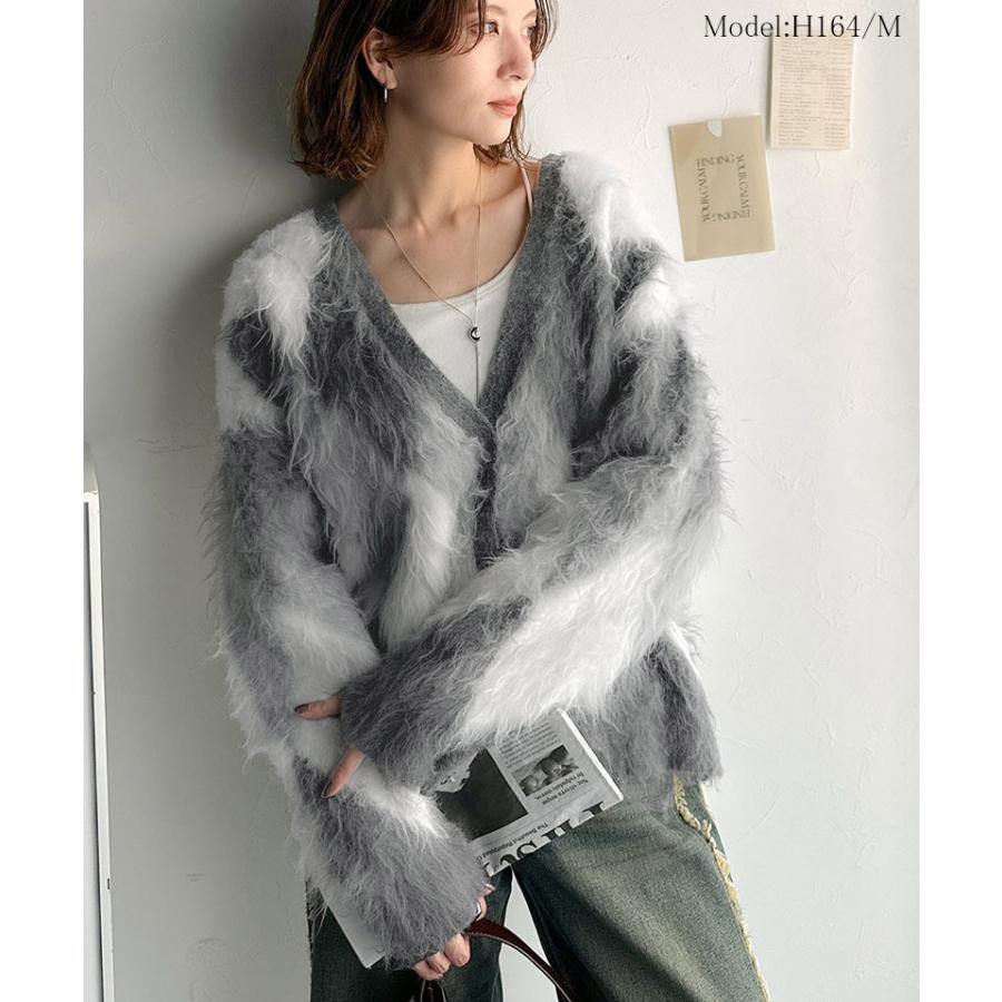 【 クラシカルエルフ classical elf 】カーディガン レディース 秋冬 大きいサイズ トップス アーガイル ニット 長起毛 羽織り オーバーシルエット | classicalelf | 06